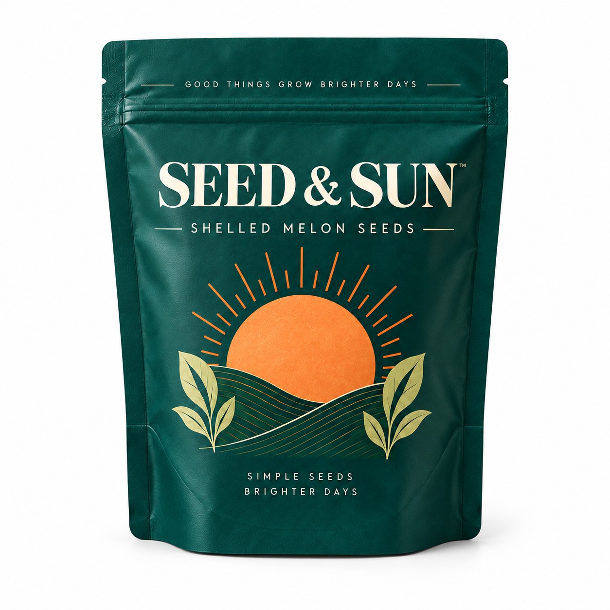 Seed & Sun shelled melon seeds pouch, hero product photo