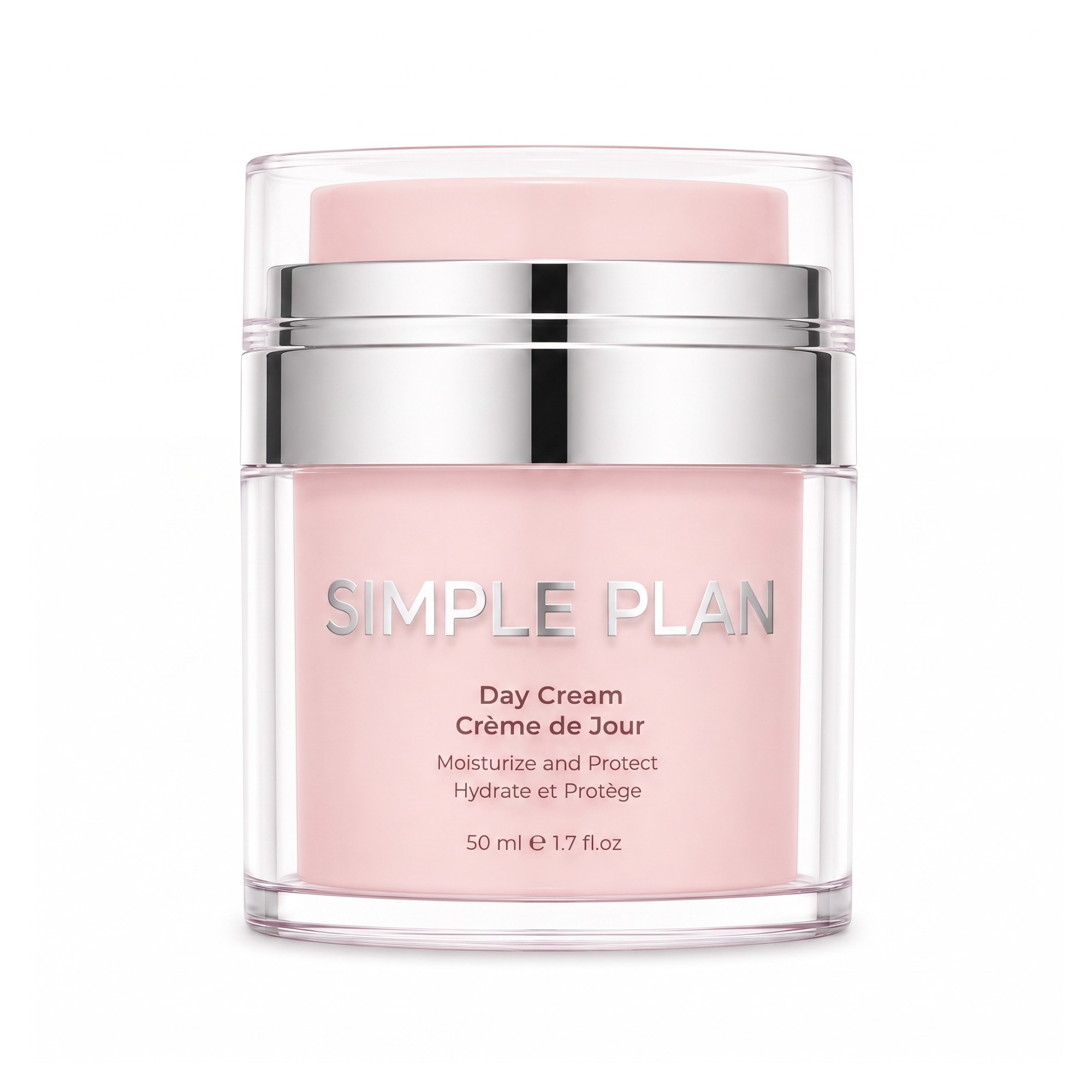 Simple Plan Day Cream jar, hero product photo on white background
