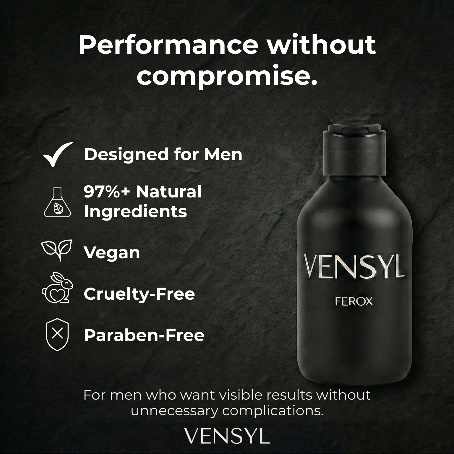Vensyl Ferox feature checklist: vegan, cruelty-free, paraben-free